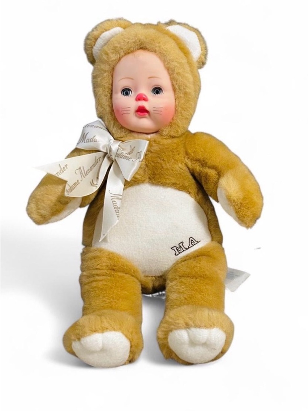 Madame Alexander Hug Me Teddy Plush Stuffed Bear Doll Tan/White Vintage 1990